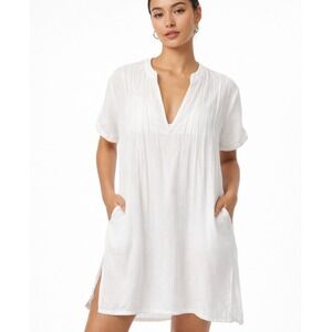 Lauren Ralph Lauren White Cotton Cover-Up Tunic Side Slit Size M